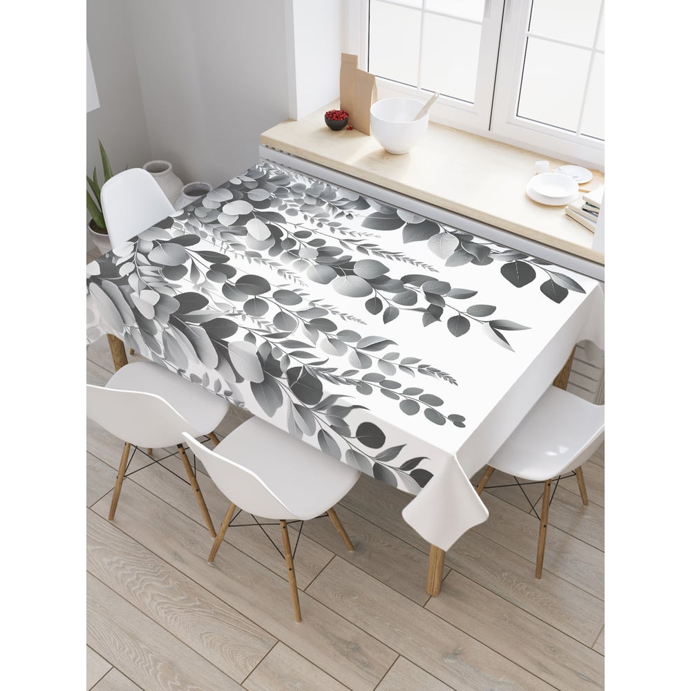 Изображение товара Прямоугольная тканевая скатерть JoyArty Серый эвкалипт 145х180 см