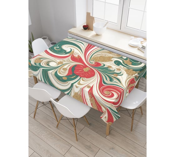 Изображение товара Прямоугольная тканевая скатерть на стол с рисунком JoyArty Хаотичные разводы 120х145 см, серия Новый год и Рождество tc_sd3922_120x145