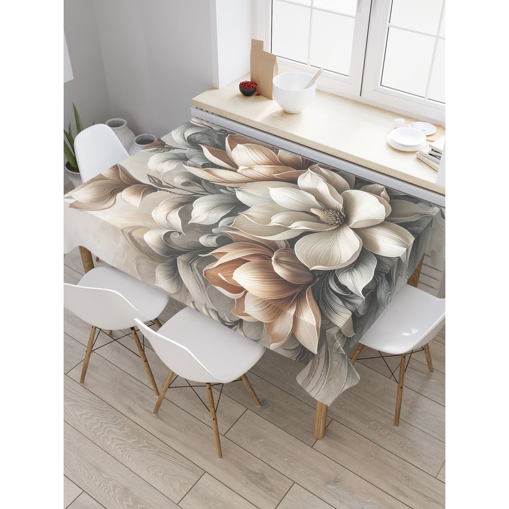 Изображение товара Прямоугольная тканевая скатерть JoyArty Золотая магнолия 145х180 см сатен