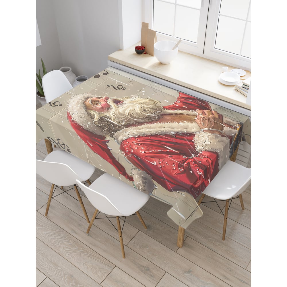 Изображение товара Прямоугольная тканевая скатерть JoyArty Звонкая песня 145x180 см для новогоднего и праздничного инт