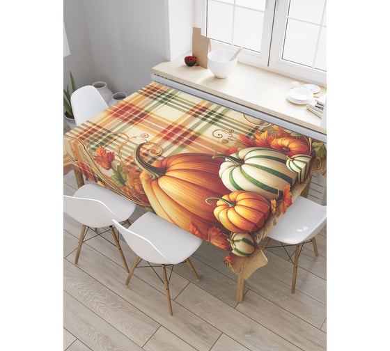 Изображение товара Прямоугольная тканевая скатерть на стол с рисунком JoyArty Шотландская тыква 120х145 см tc_sd4010_120x145
