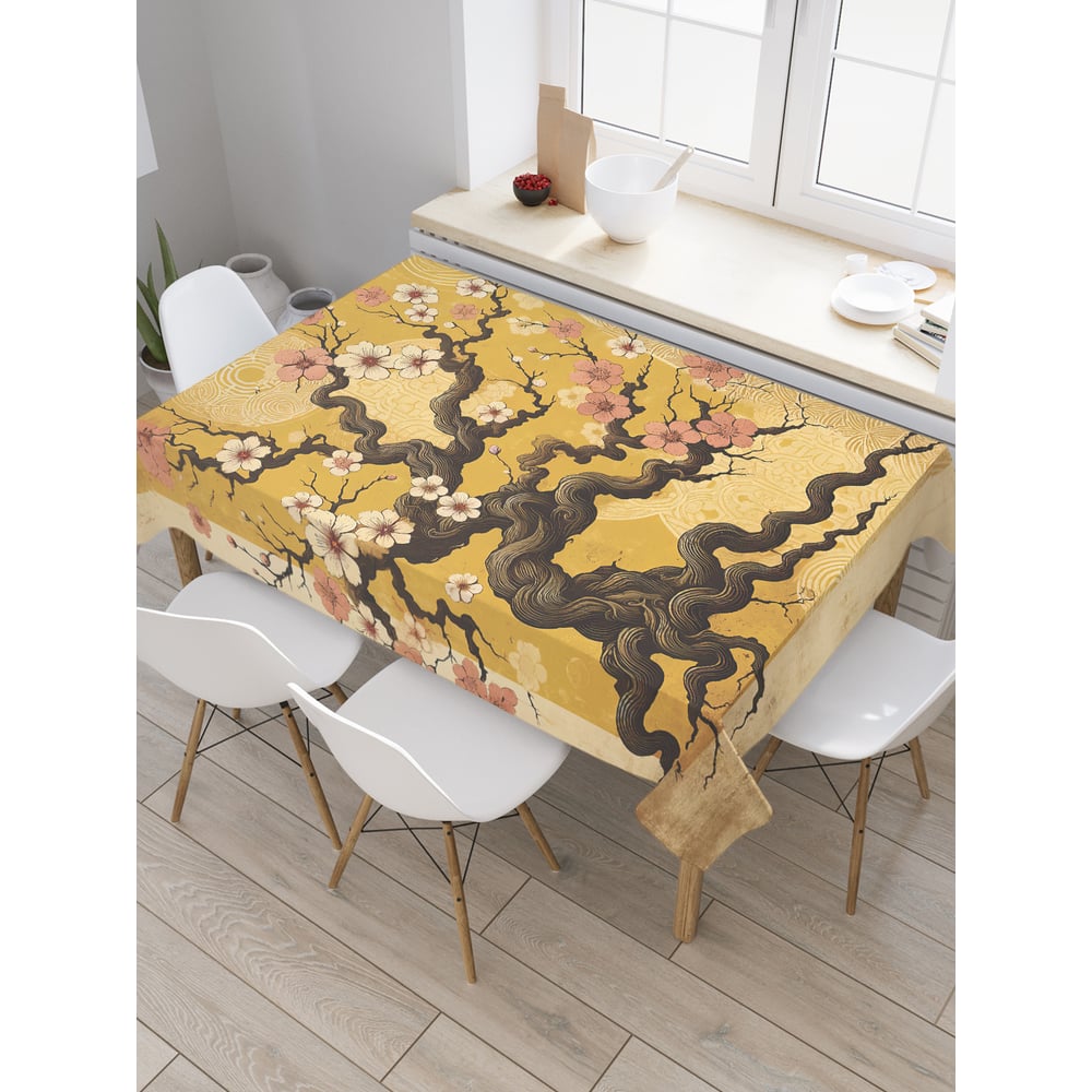 Изображение товара Прямоугольная тканевая скатерть JoyArty с рисунком сакура 145x180 см
