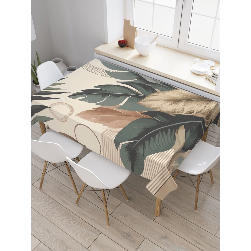 Изображение товара Прямоугольная тканевая скатерть с рисунком JoyArty Банановые листья 145x180 см