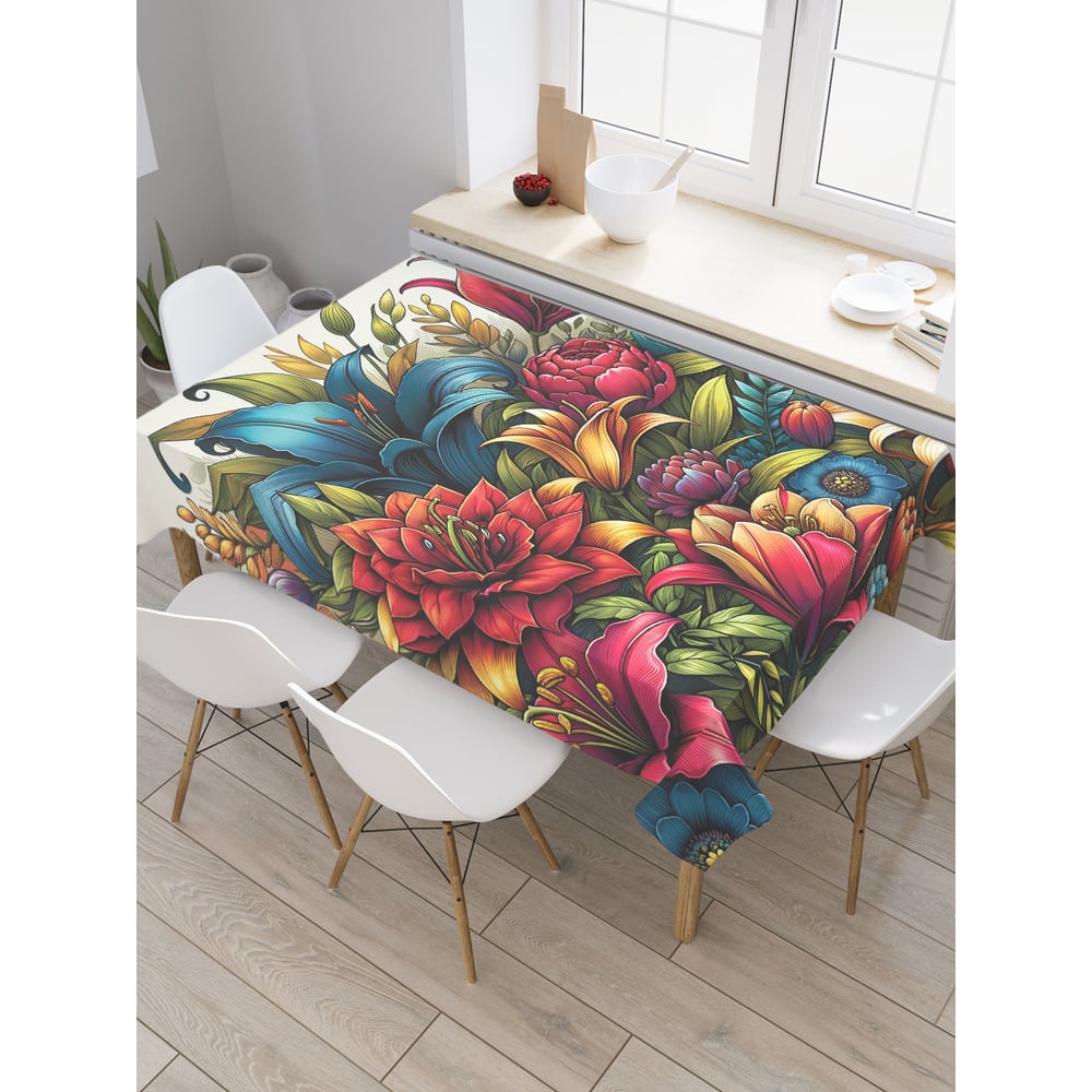 Изображение товара Прямоугольная тканевая скатерть JoyArty 145х180 см с цветочным рисунком