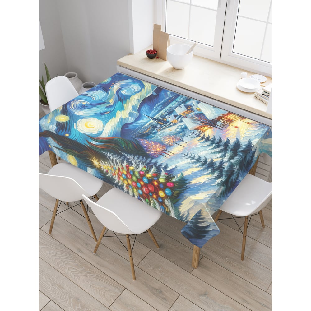 Изображение товара Прямоугольная тканевая скатерть JoyArty Праздничная ночь 145x180 см Новый год