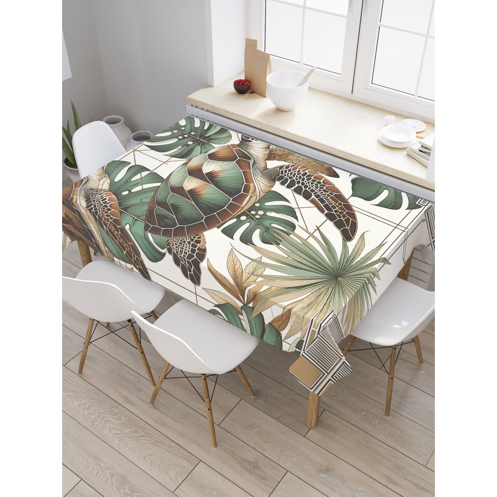 Изображение товара Прямоугольная тканевая скатерть JoyArty Черепаха летает 145x180 см оригинальный дизайн