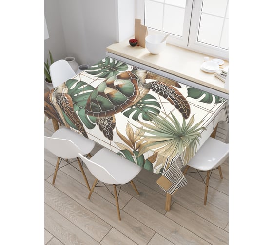 Изображение товара Прямоугольная тканевая скатерть на стол с рисунком JoyArty Черепаха летает 145х180 см tc_sd3559_180x145