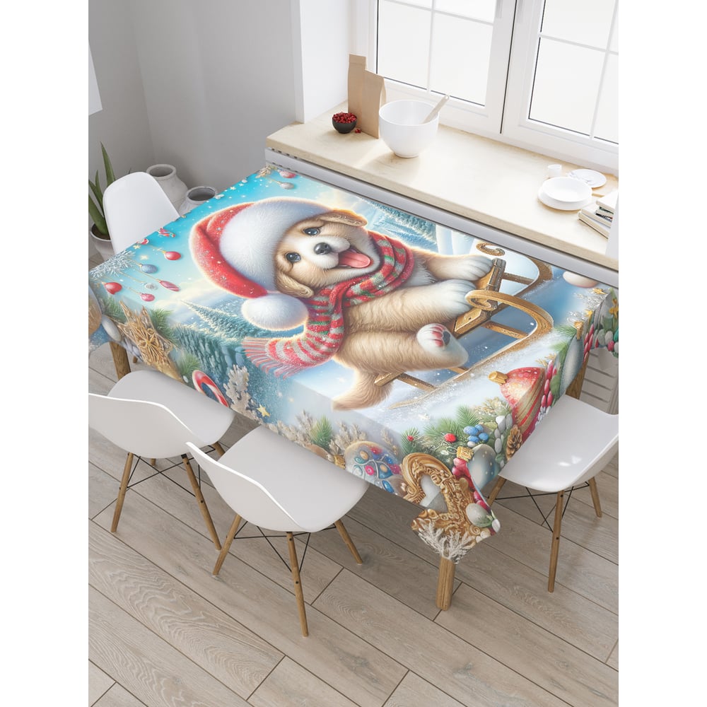 Изображение товара Прямоугольная тканевая скатерть с рисунком собаки 145x180 см JoyArty