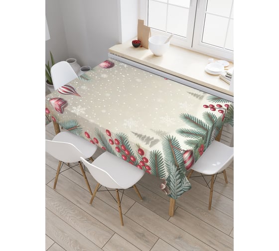 Изображение товара Прямоугольная тканевая скатерть на стол с рисунком JoyArty Нарядный лес 145х180 см, серия Новый год и Рождество tc_sd3956_180x145