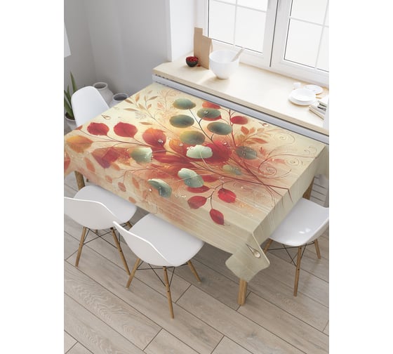 Изображение товара Прямоугольная тканевая скатерть на стол с рисунком JoyArty Сухоцветы в орнаменте 145х180 см tc_sd4009_180x145