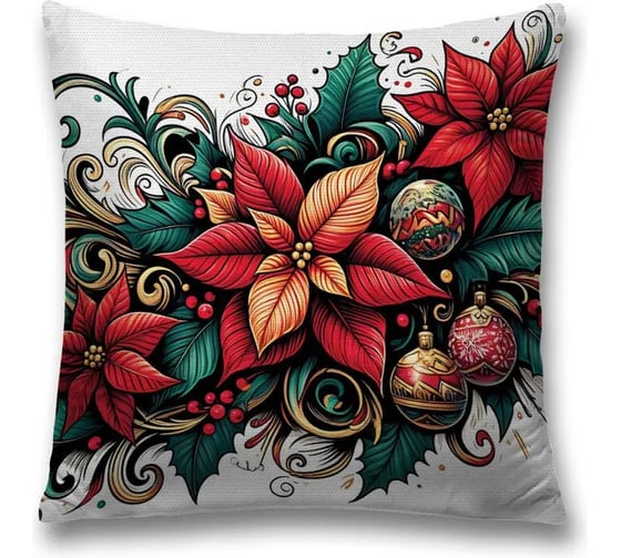 Изображение товара Декоративная наволочка на молнии JoyArty Шары в цветах 45x45 см, серия Новый год и Рождество sl_sd3911