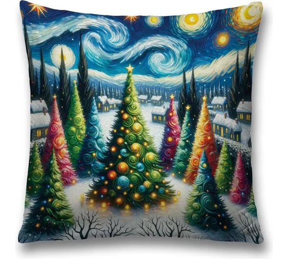 Изображение товара Декоративная наволочка на молнии JoyArty Нарядные елки 45x45 см, серия Новый год и Рождество sl_sd3892
