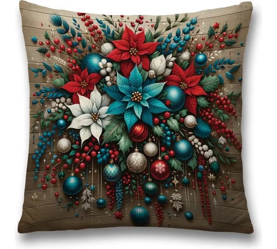 Изображение товара Декоративная наволочка на молнии JoyArty Композиция к празднику 45x45 см, серия Новый год и Рождество sl_sd3913