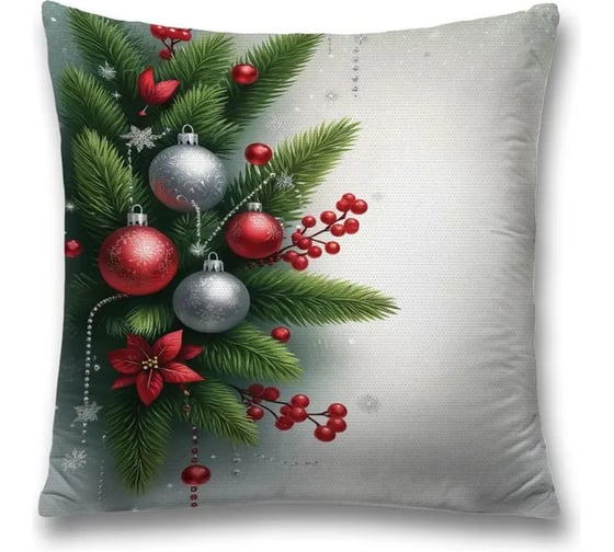 Изображение товара Декоративная наволочка на молнии JoyArty Игрушки в иголках 45x45 см, серия Новый год и Рождество sl_sd3929