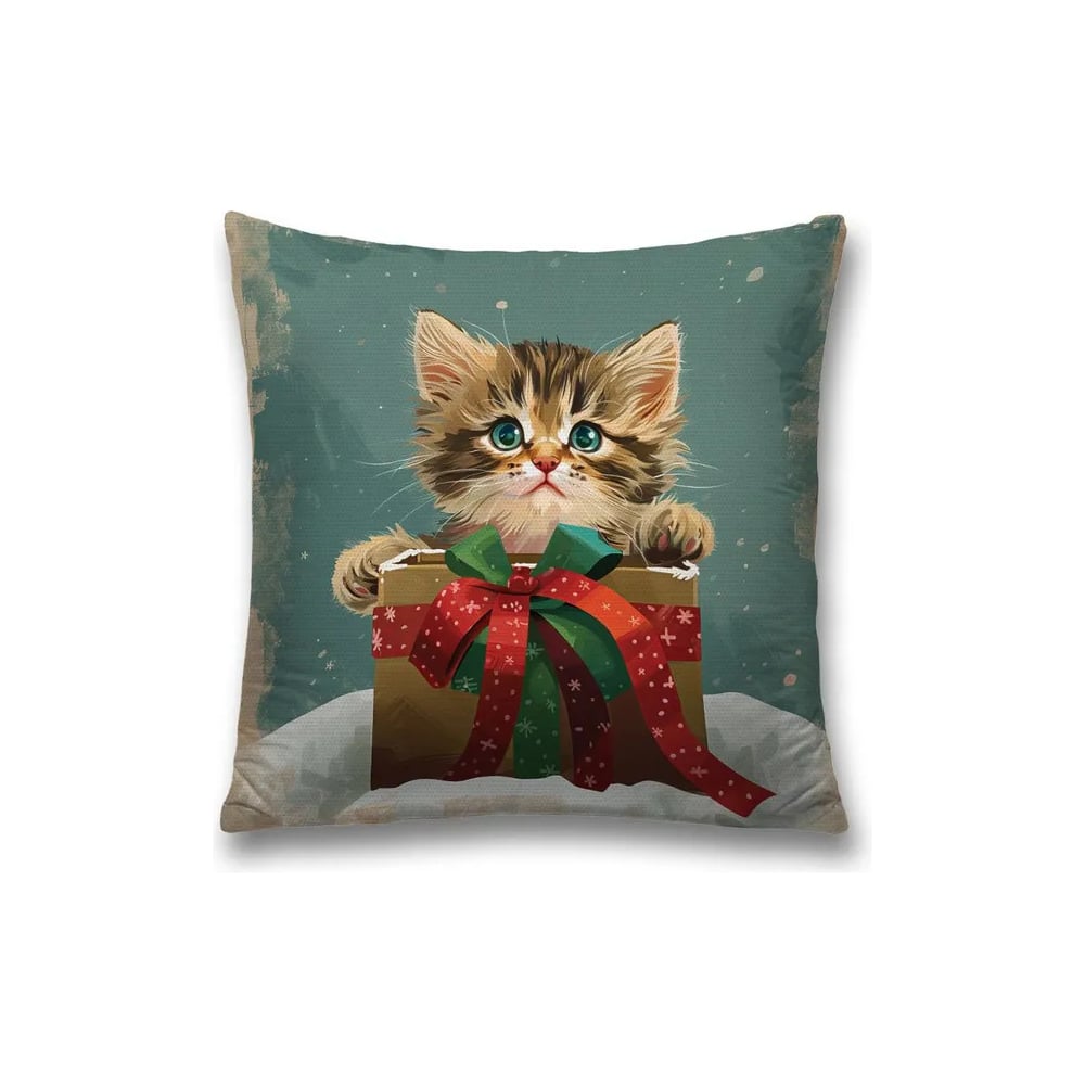 Изображение товара Декоративная новогодняя наволочка на молнии 45x45 см JoyArty для праздничного интерьера