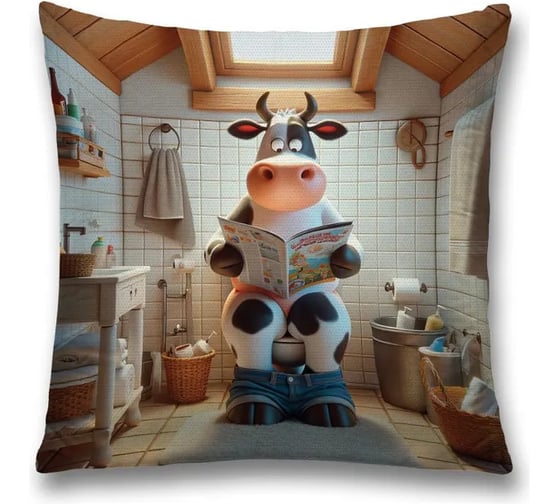 Изображение товара Декоративная наволочка на молнии JoyArty Корова читает 45x45 см sl_sd3473