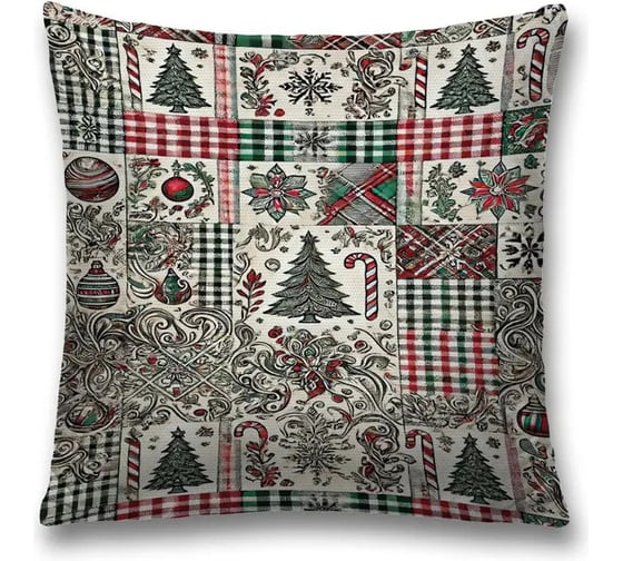 Изображение товара Декоративная наволочка на молнии JoyArty Елочная мозайка 45x45 см, серия Новый год и Рождество sl_sd3941