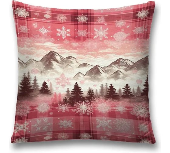 Изображение товара Декоративная наволочка на молнии JoyArty Снежные горы 45x45 см, серия Новый год и Рождество sl_sd3942