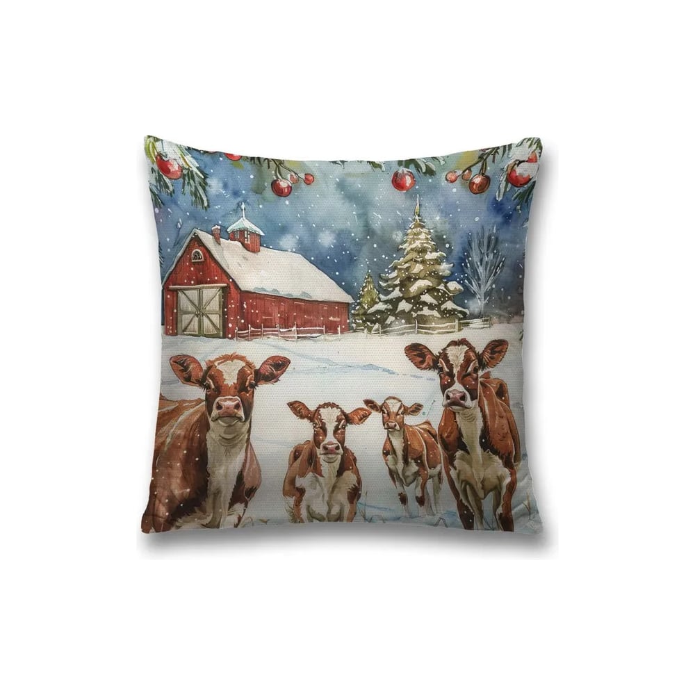 Изображение товара Декоративная наволочка на молнии JoyArty Зимняя ферма 45x45 см Новый год