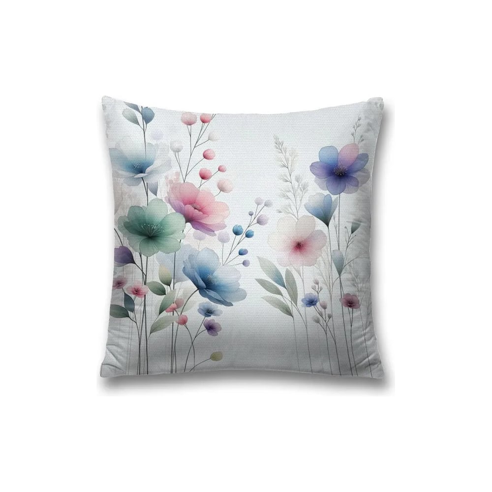 Изображение товара Декоративная наволочка на молнии JoyArty 45x45 см акварельные цветы