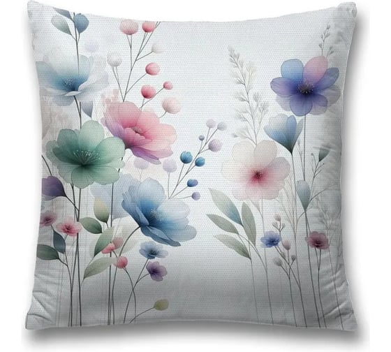 Изображение товара Декоративная наволочка на молнии JoyArty Акварельные цветы 45x45 см sl_sd3527
