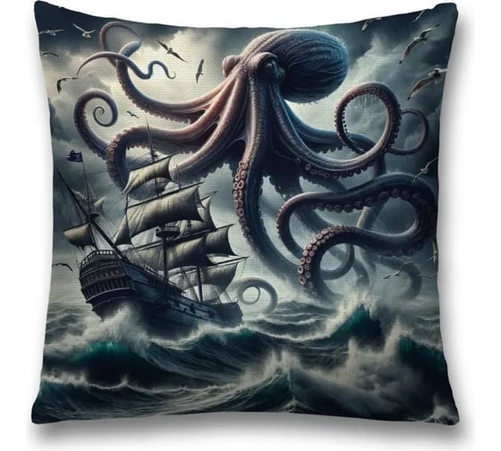 Изображение товара Декоративная наволочка на молнии JoyArty Гигант осьминог 45x45 см sl_sd3486