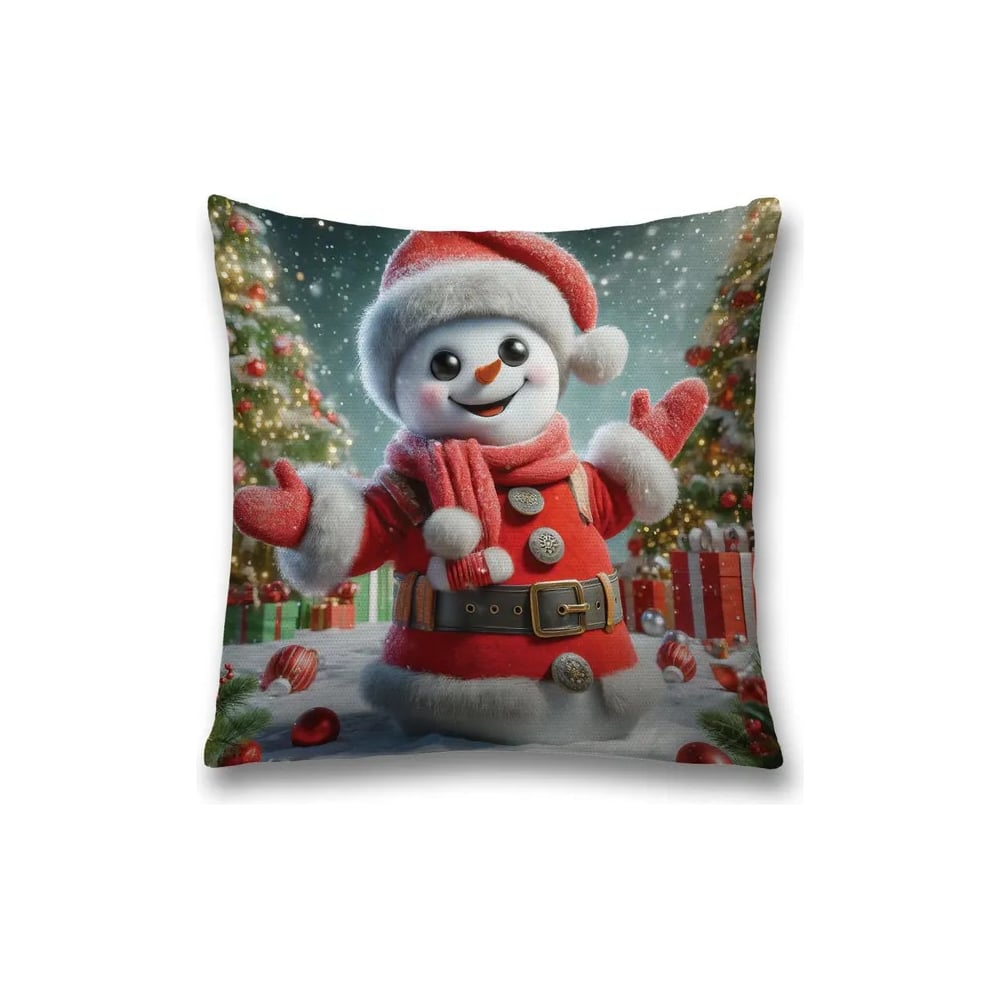 Изображение товара Декоративная наволочка на молнии JoyArty 'Счастливый снеговик' 45x45 см