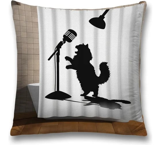Изображение товара Декоративная наволочка на молнии JoyArty Кот поет 45x45 см sl_sd3548