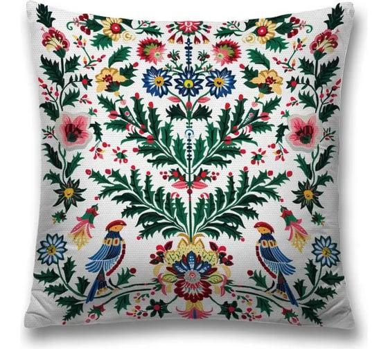 Изображение товара Декоративная наволочка на молнии JoyArty Птички на ветках 45x45 см, серия Новый год и Рождество sl_sd3978