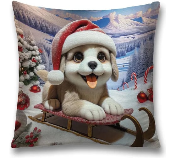 Изображение товара Декоративная наволочка на молнии JoyArty Катание на санях 45x45 см, серия Новый год и Рождество sl_sd3868