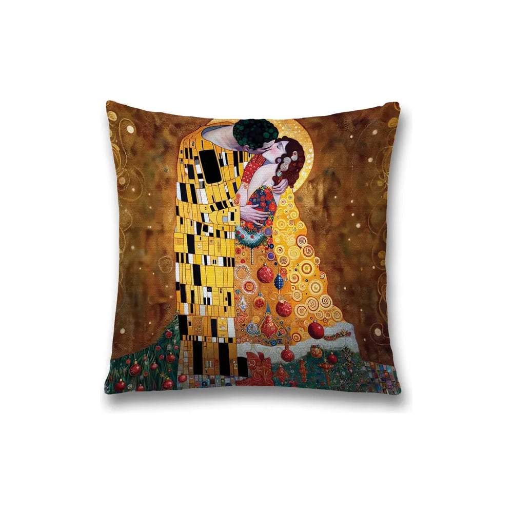 Изображение товара Декоративная наволочка на молнии JoyArty Поцелуй на Новый год 45x45 см, серия Новый год и Рождество sl_sd3896