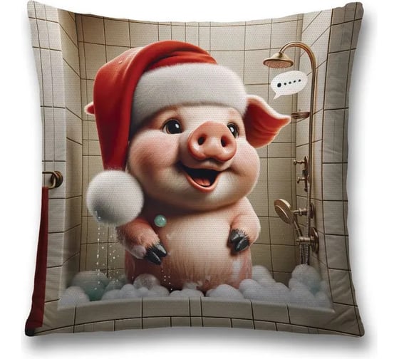 Изображение товара Декоративная наволочка на молнии JoyArty Подготовка к празднику 45x45 см, серия Новый год и Рождество sl_sd3875