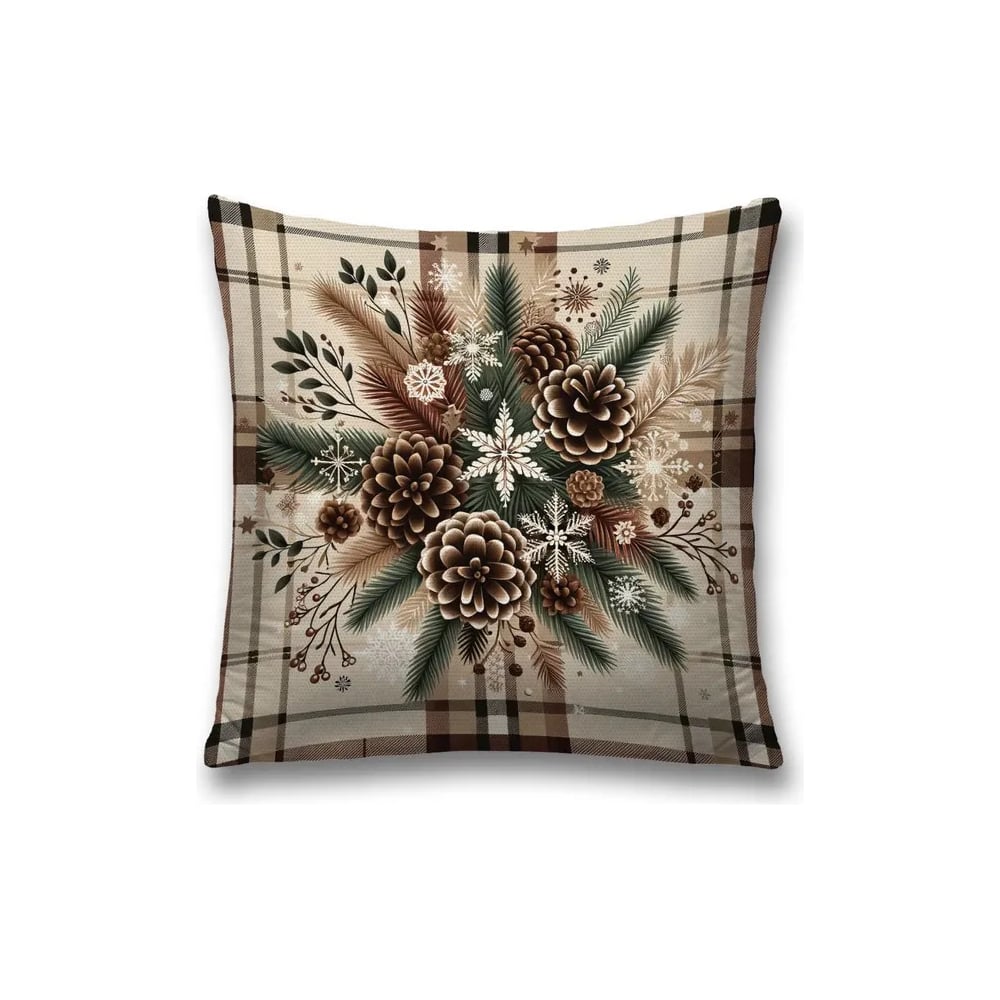 Изображение товара Декоративная наволочка на молнии JoyArty Шишки в иголках 45x45 см новогодний дизайн