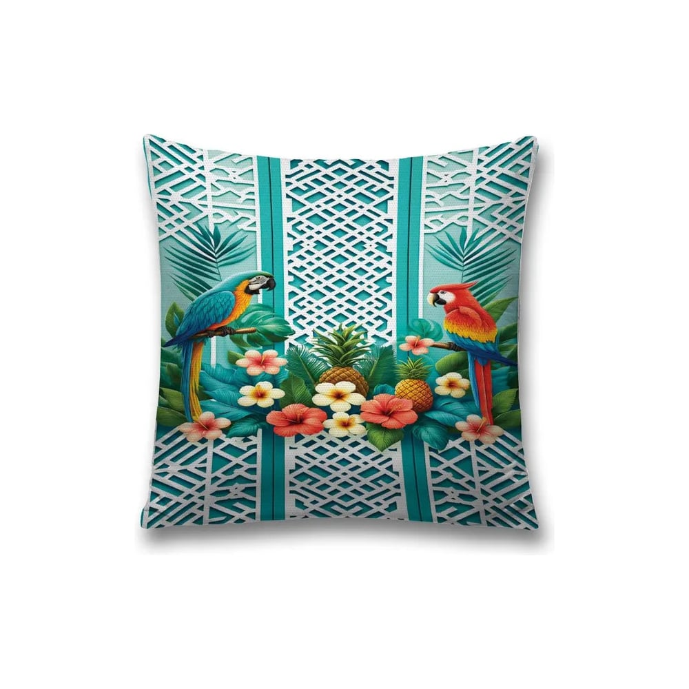 Изображение товара Декоративная наволочка на молнии JoyArty Тропические попугаи 45x45 см