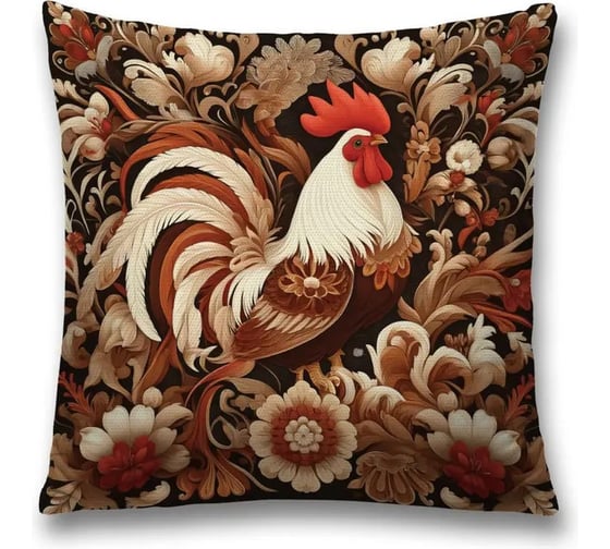 Изображение товара Декоративная наволочка на молнии JoyArty Петух в цветах 45x45 см sl_sd3448