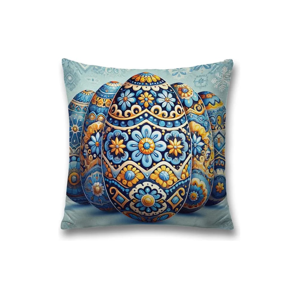 Изображение товара Декоративная наволочка на молнии JoyArty 45х45 см Росписные яйца Новый год