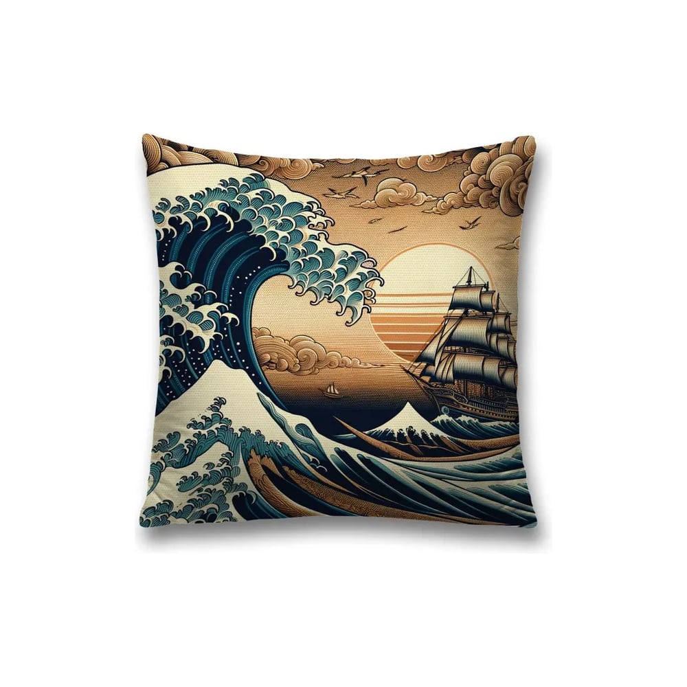 Изображение товара Декоративная наволочка на молнии JoyArty Корабль на закате 45x45 см