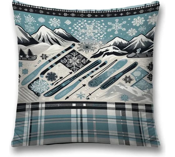 Изображение товара Декоративная наволочка на молнии JoyArty Горный склон 45x45 см, серия Новый год и Рождество sl_sd3943