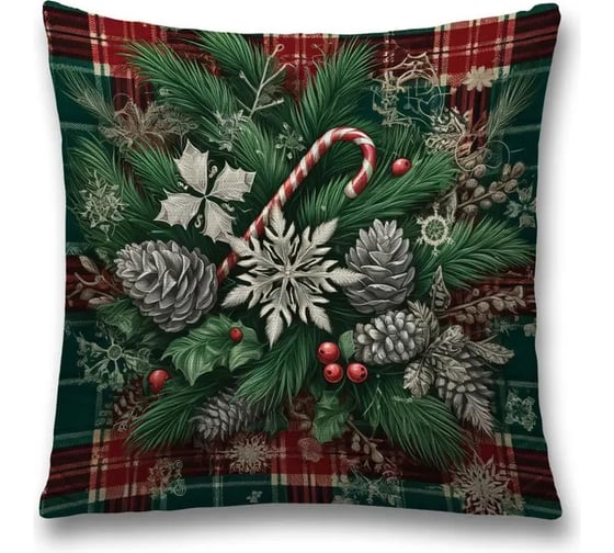 Изображение товара Декоративная наволочка на молнии JoyArty Снежинки в иголках 45x45 см, серия Новый год и Рождество sl_sd3904