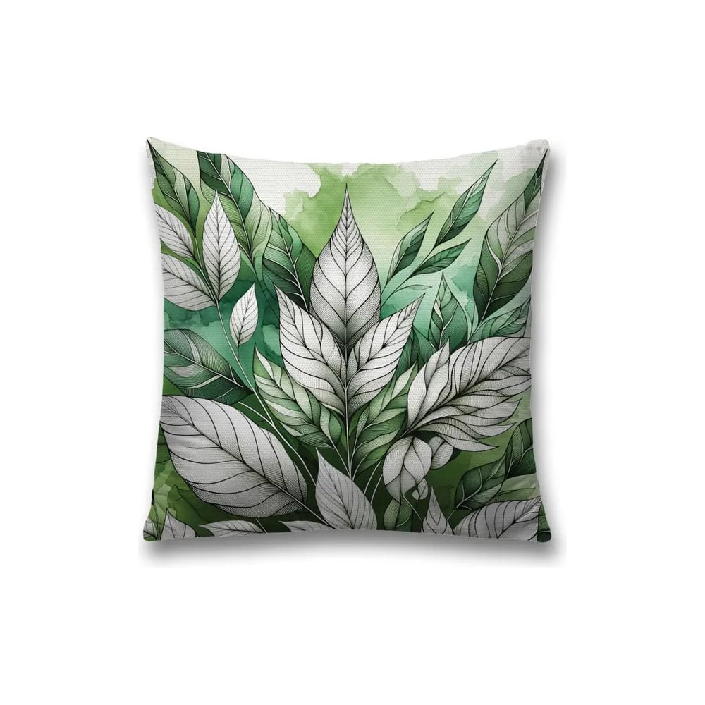 Изображение товара Декоративная наволочка на молнии JoyArty 45x45 см с рисунком листьев