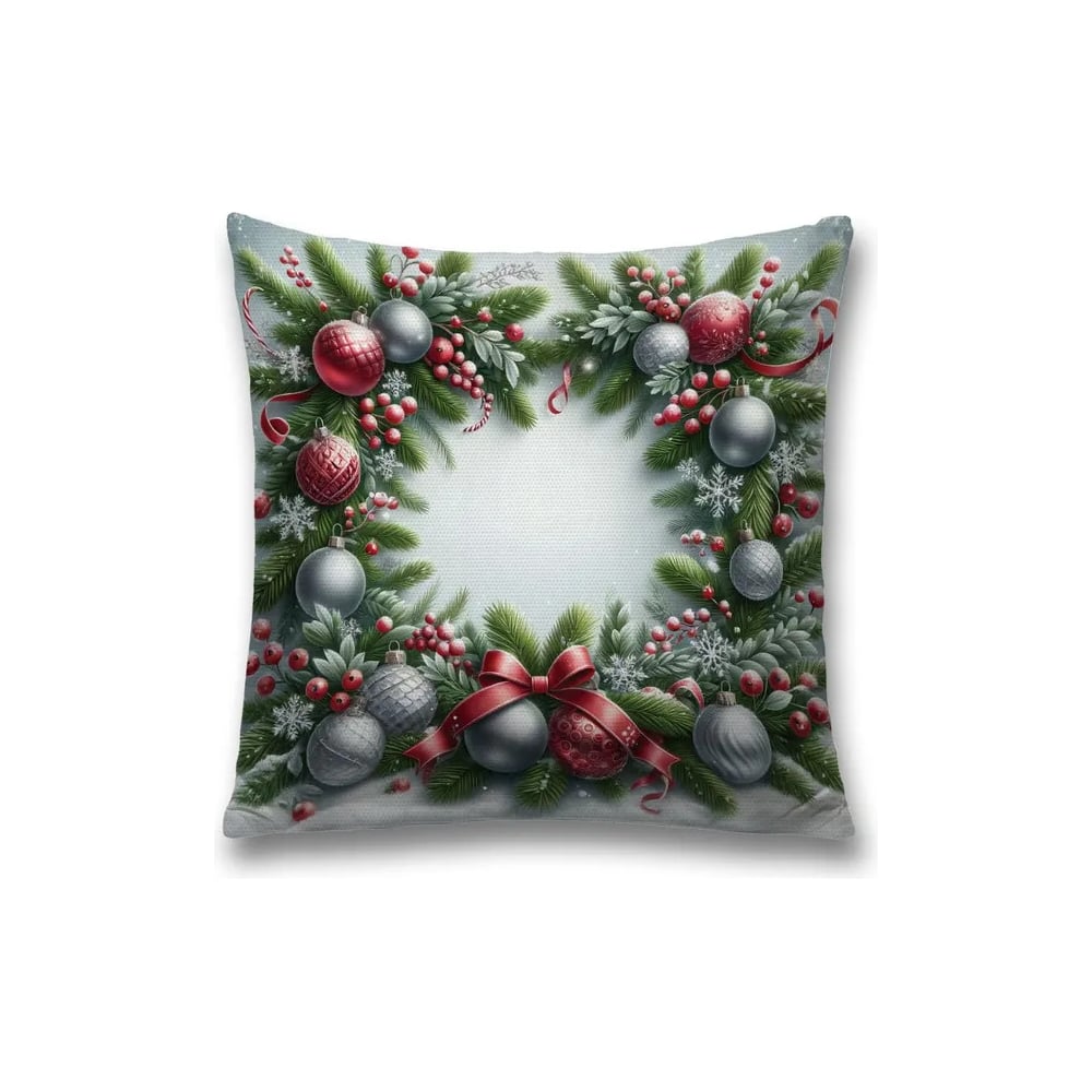 Изображение товара Декоративная наволочка на молнии JoyArty Праздничный венок 45x45 см