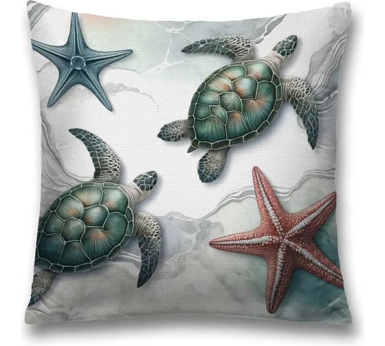 Изображение товара Декоративная наволочка на молнии JoyArty Черепахи мраморные 45x45 см sl_sd3501