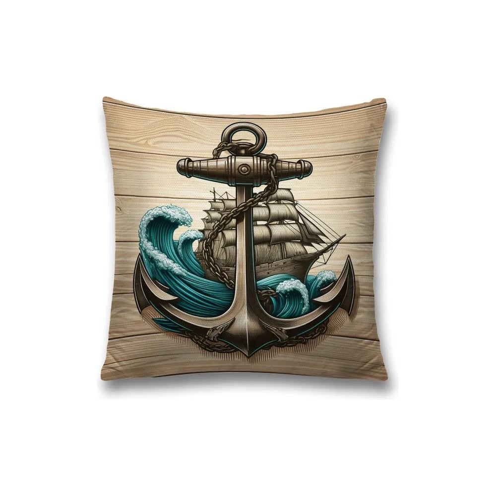 Изображение товара Декоративная наволочка на молнии JoyArty Якорь на дереве 45x45 см sl_sd3524