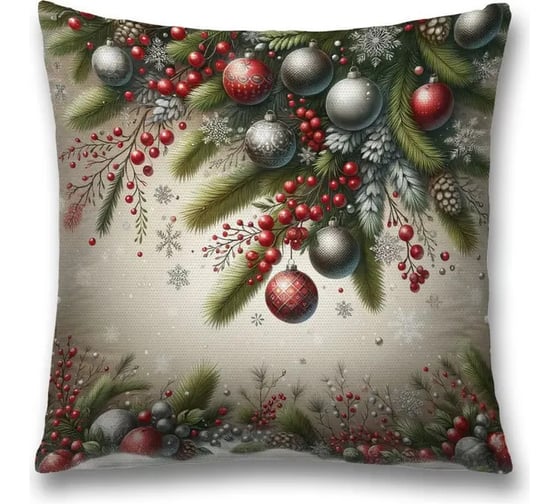 Изображение товара Декоративная наволочка на молнии JoyArty Праздничная атмосфера 45x45 см, серия Новый год и Рождество sl_sd3958