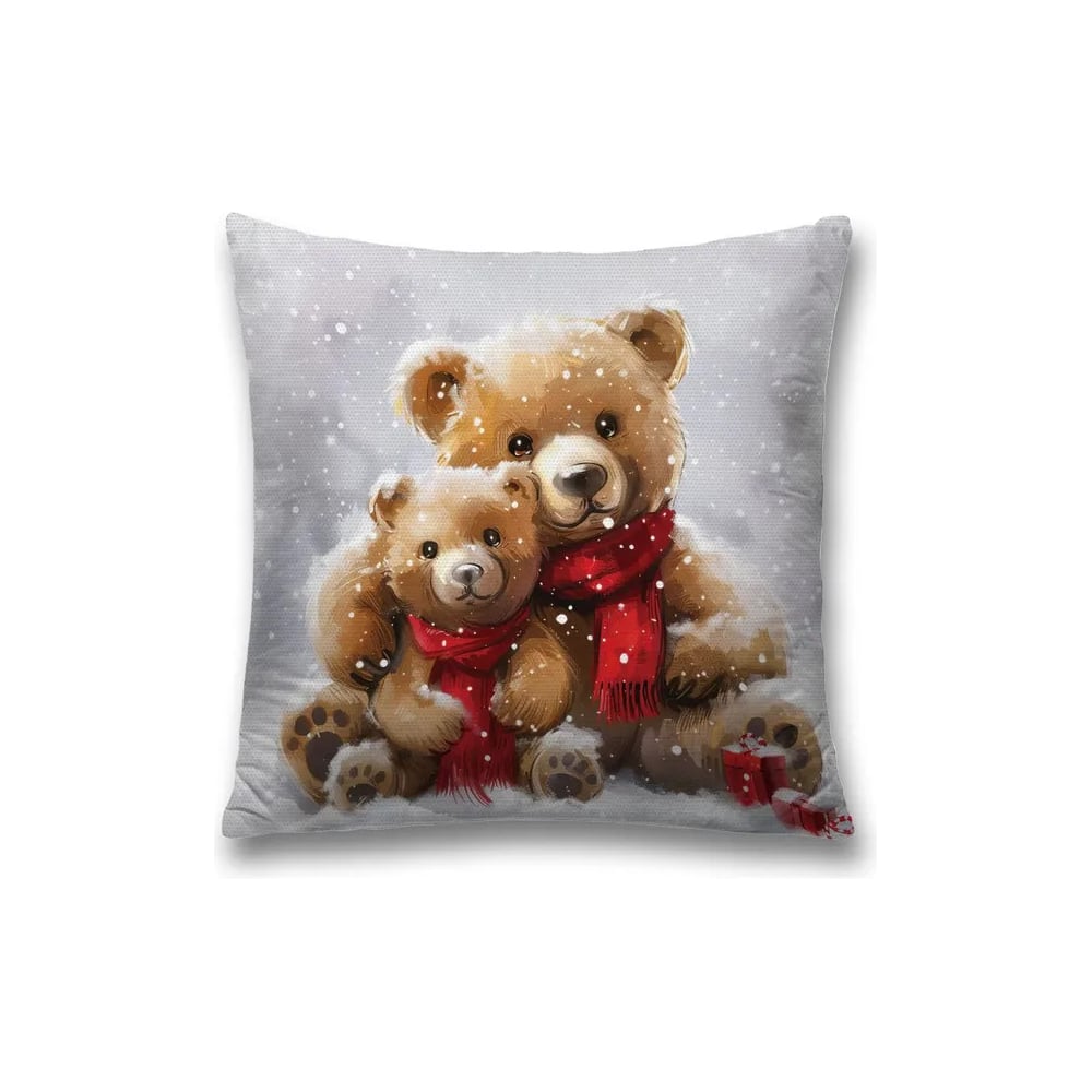 Изображение товара Декоративная наволочка JoyArty Снежные мишки 45x45 см, новогодний дизайн