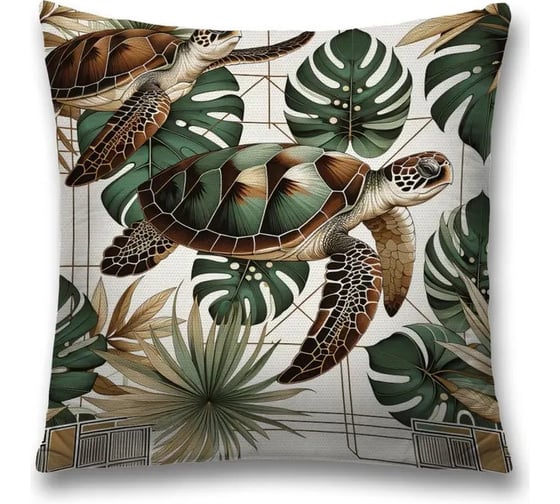 Изображение товара Декоративная наволочка на молнии JoyArty Черепаха летает 45x45 см sl_sd3559