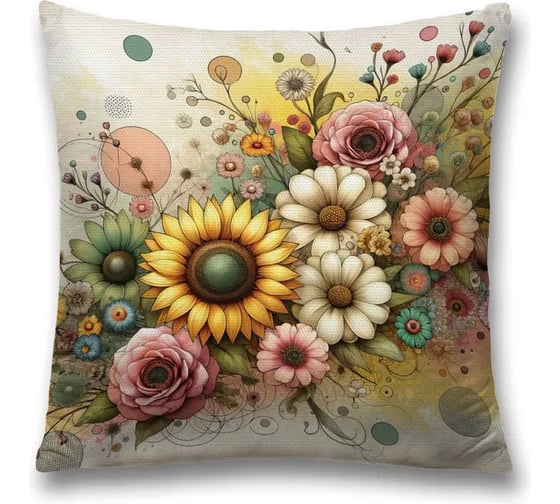 Изображение товара Декоративная наволочка на молнии JoyArty Роза и подсолнух 45x45 см sl_sd3564