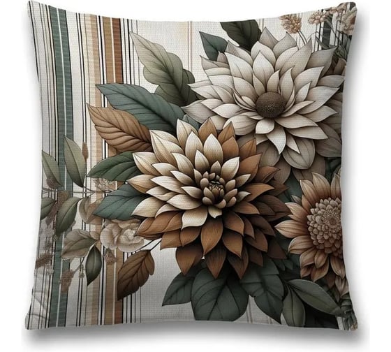 Изображение товара Декоративная наволочка на молнии JoyArty Цветы полоски 45x45 см sl_sd3511