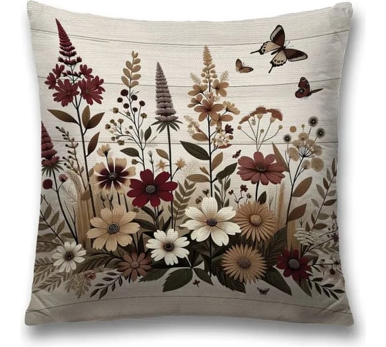 Изображение товара Декоративная наволочка на молнии JoyArty Бабочки на лугу 45x45 см sl_sd3574