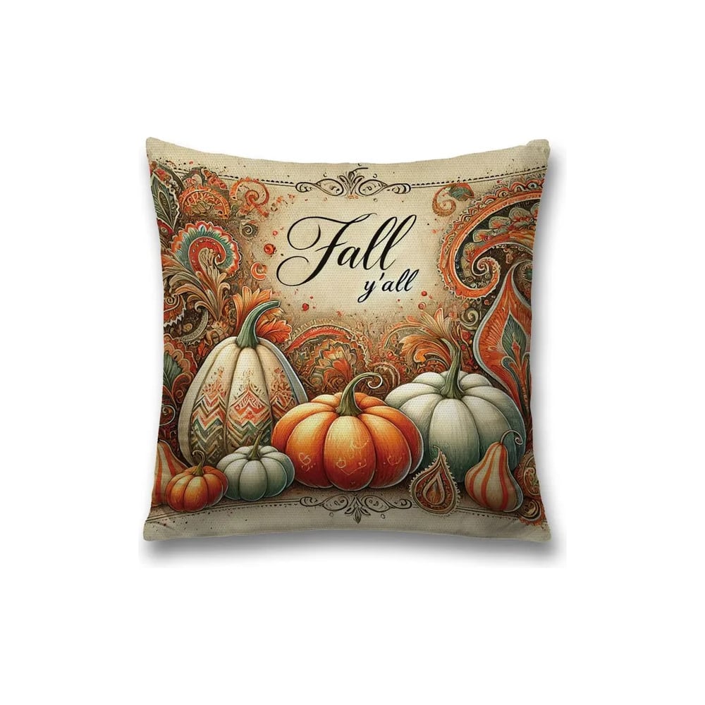 Изображение товара Декоративная наволочка на молнии JoyArty Тыква 45x45 см узор яркая